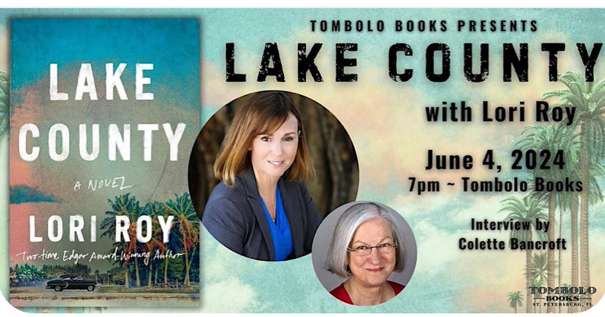 So excited to kick off LAKE COUNTY at the amazing @TomboloBooks where I’ll be in convo with @TB_Times book editor extraordinaire @colettemb.  And if all goes well, we’ll also have @RoyPeterClark to set the mood on his keyboard w/ some 1950s favorites.  Tuesday 6/4 7pm.