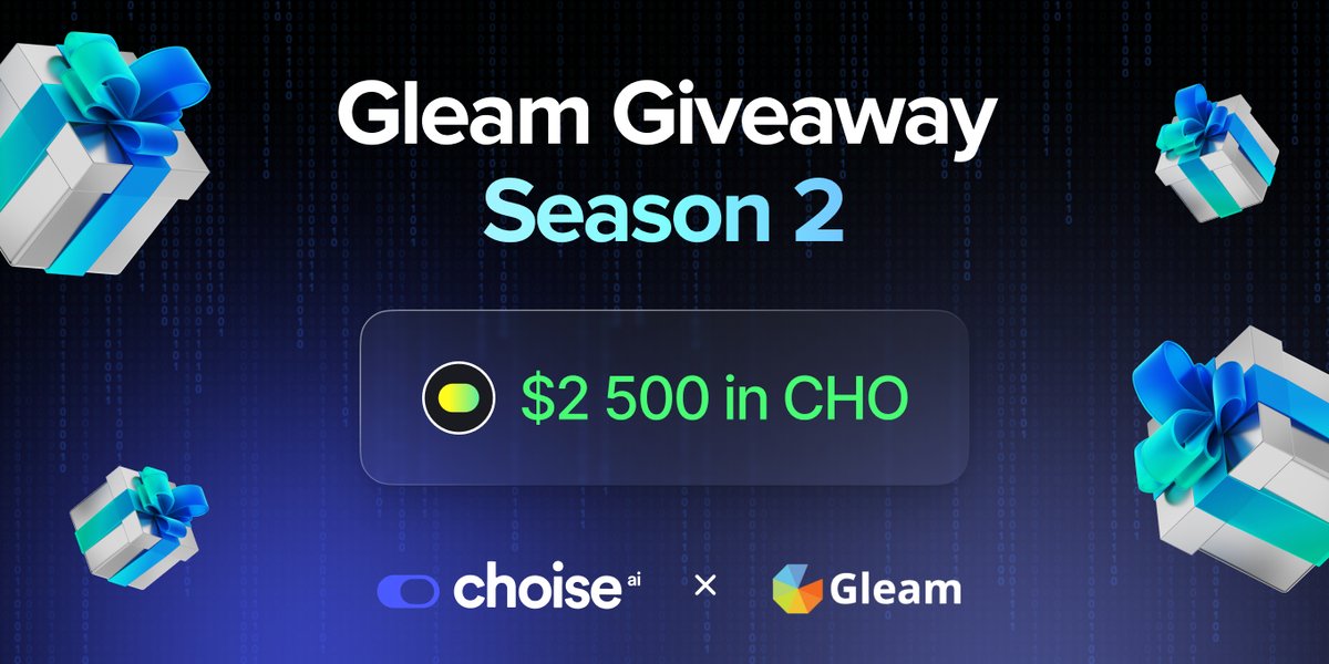 Season 2 of our Gleam giveaway campaign is here! - Exclusive for $CHO Token Holders - 50 Winners — $50 Each Simply complete the actions on our Gleam campaign page to earn points and increase your chances of winning. Dates: April 18 - April 25 gleam.io/vcVAn/choise-g…