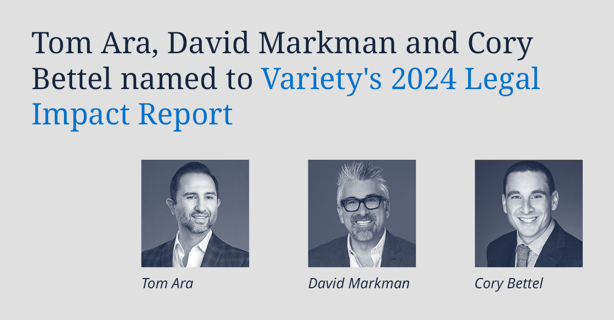 We are pleased to announce that Tom Ara, David Markman, and Cory Bettel have been named to @Variety’s 2024 Legal Impact Report highlighting the top attorneys in the #entertainment business: dlapiper.com/en-us/news/202… #transactions #finance