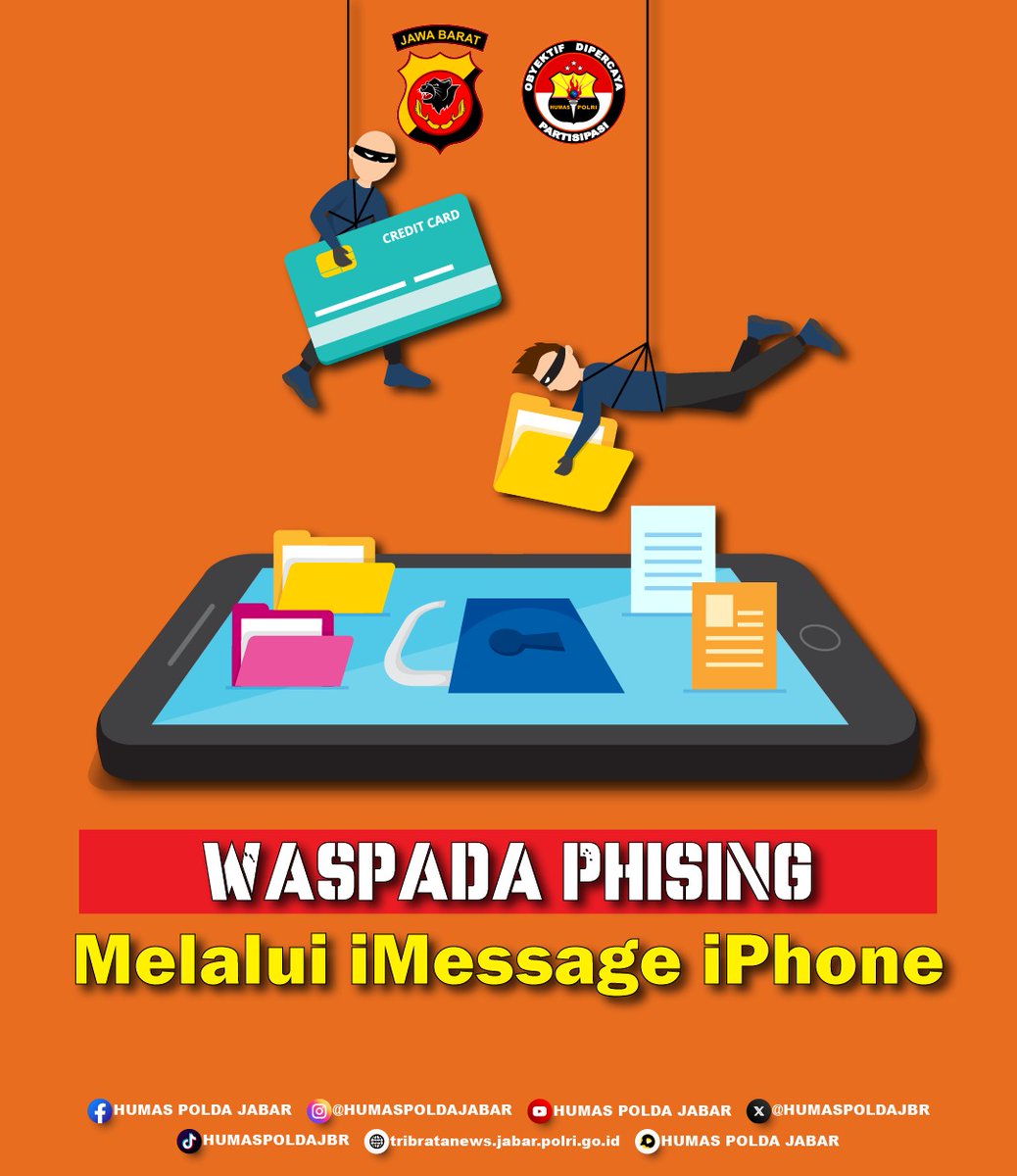 PolresTasikKota's tweet photo. Waspada Phising Melalui iMessage iPhone! 

Kelompok kejahatan phising Dracula berkamuflase melalui RCS dan iMessage untuk menghindari deteksi https://t.co/LKFXZtbE0y