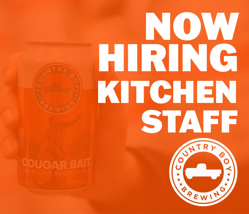 Join the Country Boy team in Georgetown! We are currently hiring all kitchen staff at The Kitchen at Country Boy. If interested, send your resume to jobs@countryboybrewing.com.