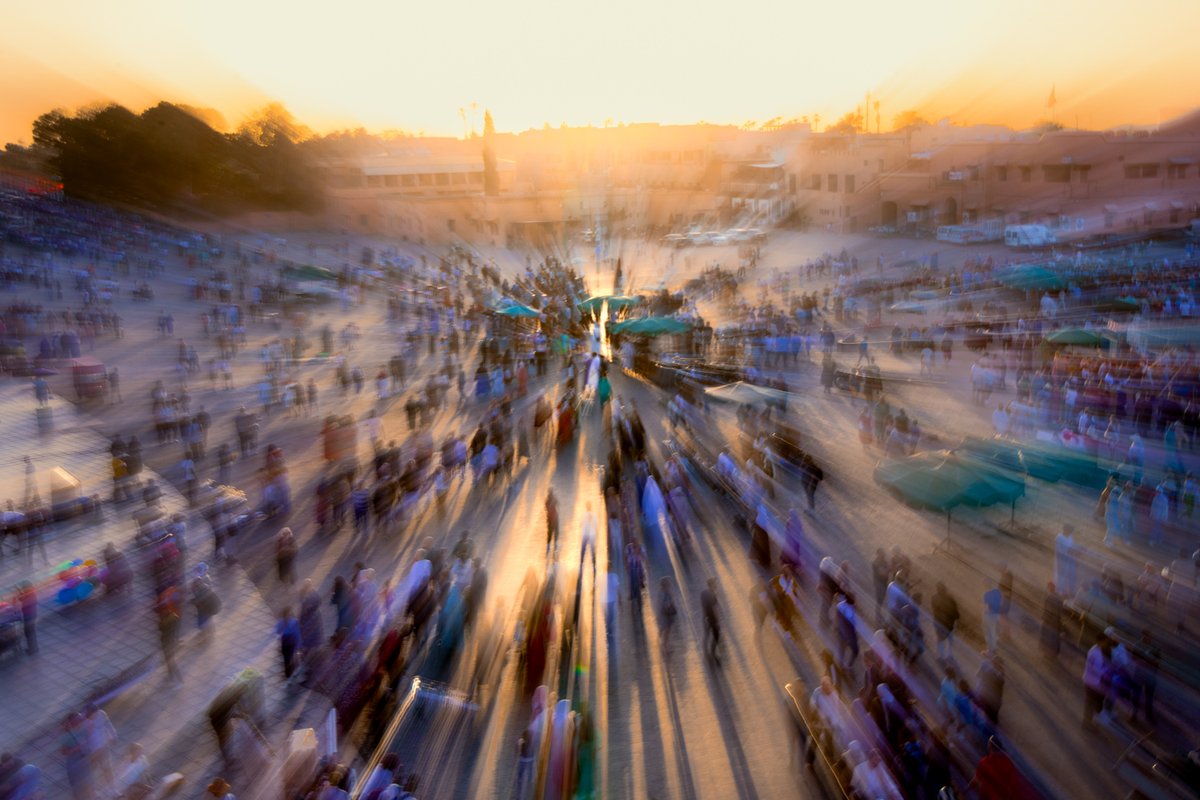 Jemaa el-Fnaa at sunset, Marrakech, Morocco with some ICZ 

Canon R5, Canon 24-105 at 50mm (24-50?), f/16 at 1/10 second, 100 ISO

#photography