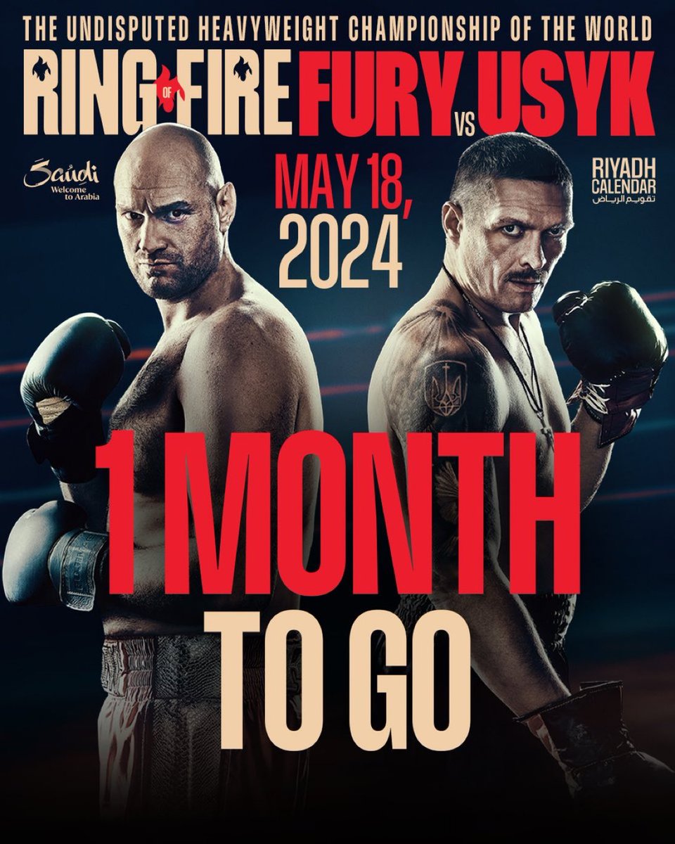 One Month….
#FuryUsyk
#RiyadhSeason 
#Boxing