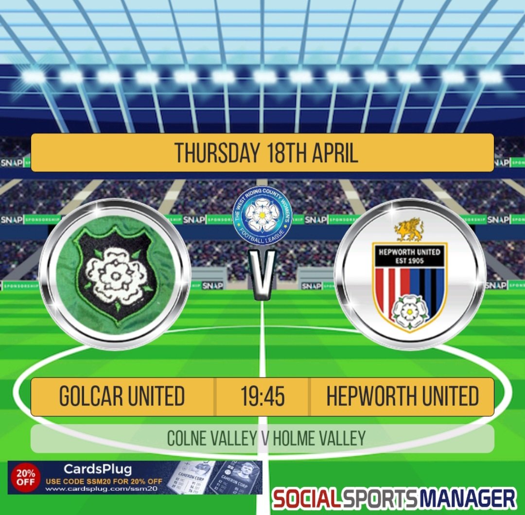 Local Derby Tonight as Hepworth Travel to Golcar in the League Colne Valley v Holme Valley C'mon you Reds! 🔴⚫️