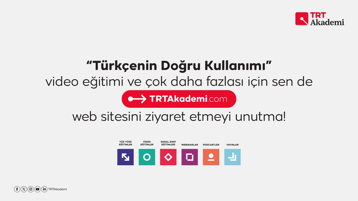 Türkçesine güvenenler buraya! Bakalım Türkçeye ne kadar hakimsin? 🧐 Mehmet Çelikyay’ın rehberliğindeki ‘Türkçenin Doğru Kullanımı’ video eğitimiyle, Türkçeyi doğru kullanmak için gereken temel bilgi ve beceriye sahip olacaksın! 🚀 #TRTAkademi #TRTAkademideYeriniAl