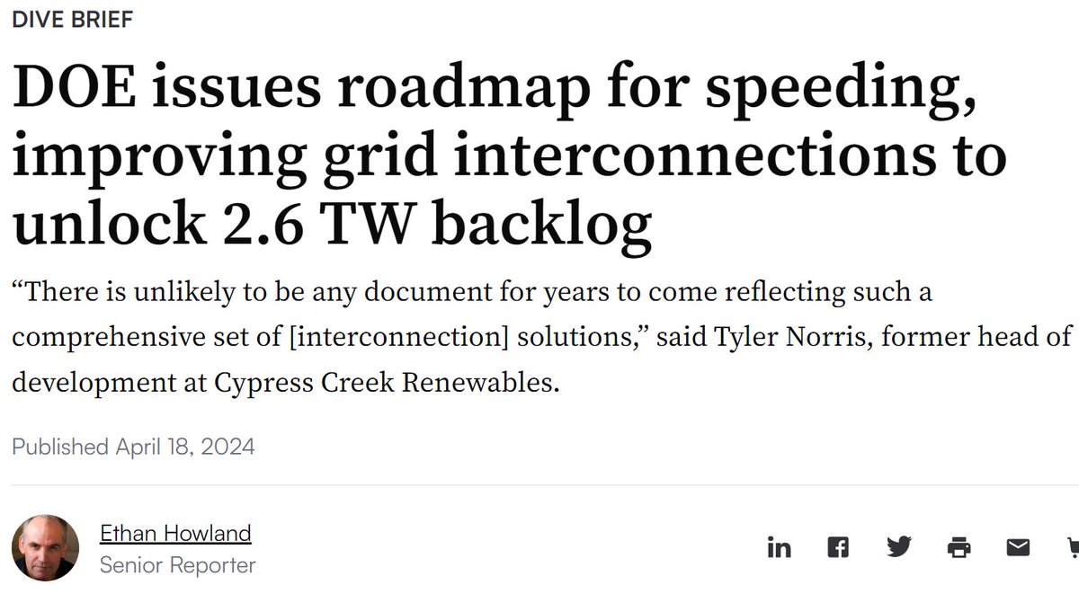 In new roadmap, USDOE lays out most comprehensive solution set yet for interconnection bottlenecks. It will shape agenda for yrs to come. @UtilityDive reports, and here's brief 🧵: utilitydive.com/news/doe-trans…