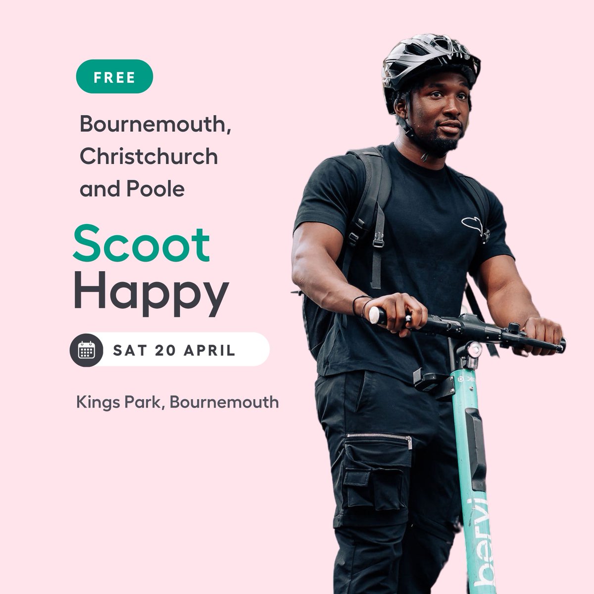 🌼🛴Join our free e-scooter event this weekend! 🛴🌷 Scoot Happy is taking place on Sat 20 April in Bournemouth and you're invited! Brush up your road skills with qualified instructors and get 200 minutes just for taking part. Sign up here: eventbrite.co.uk/o/beryl-335735…