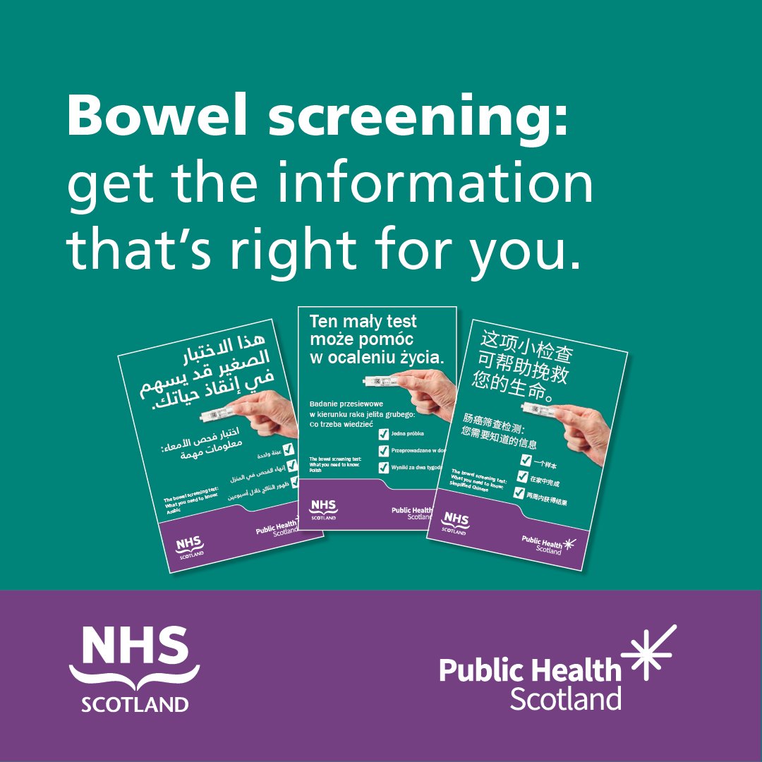 Information to help you with your bowel screening  test kit is available in a range of other languages  (including British Sign Language) and formats  (including Easy Read, large print and audio) at 👉nhsinform.scot/bowelscreening  #BowelScreeningScotland