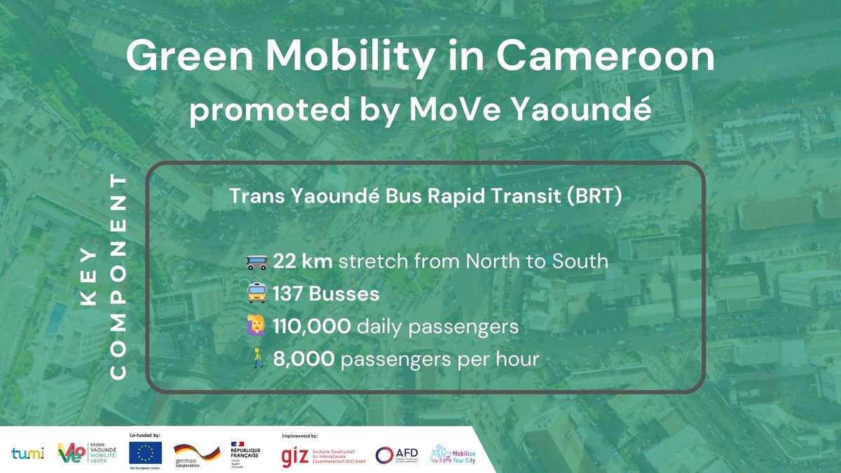 🚍🌍With MoVe Yaoundé, the capital of Cameroon prioritizes sustainability, safety, and accessibility. With the Trans Yaoundé BRT system inter-urban transport will serve up to 43,000 passengers daily!  #GreenMobility #MoVeYaounde 👉Read more: yaounde.cm/?p=3007