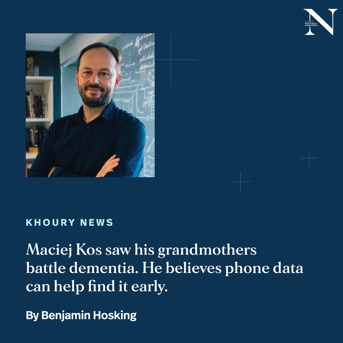 By parsing the data we generate as we use our smartphones, Khoury researcher Maciej Kos says he can pinpoint subtle changes in cognitive function — with huge implications for detecting dementia. Read more! bit.ly/3vCvc14 @mmaciek @NIHAging @NUnetsi