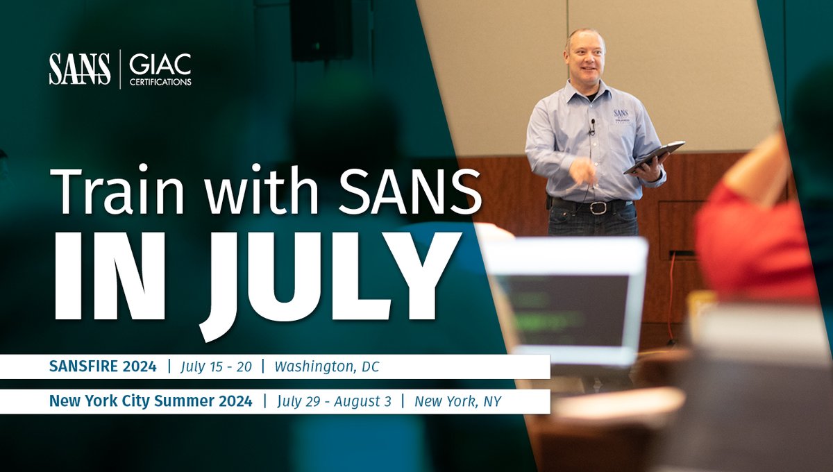 Looking to launch a career that combines technical skills, problem-solving, and tech? Cybersecurity could be for you! Learn from SANS world-class experts this summer. SANSFIRE 2024 → sans.org/u/1v7t SANS New York City Summer 2024 → sans.org/u/1v7D