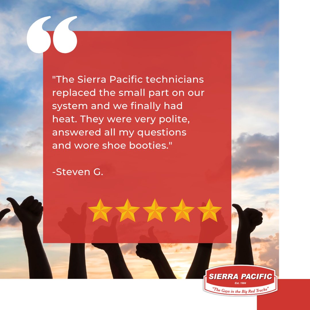 ⭐⭐⭐⭐⭐

Thank you for the review! It's always a pleasure to serve you.

#SierraPacificHome #TheGuysInTheBigRedTrucks #HVAC #HVACCareers #HVACTechnician #Sacramento