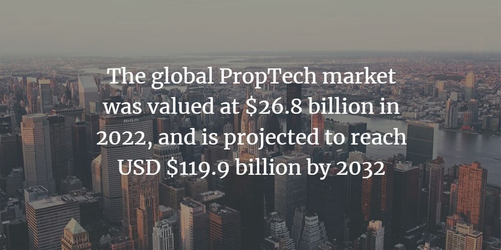 The global PropTech market was valued at $26.8 billion in 2022, and is projected to reach USD $119.9 billion by 2032