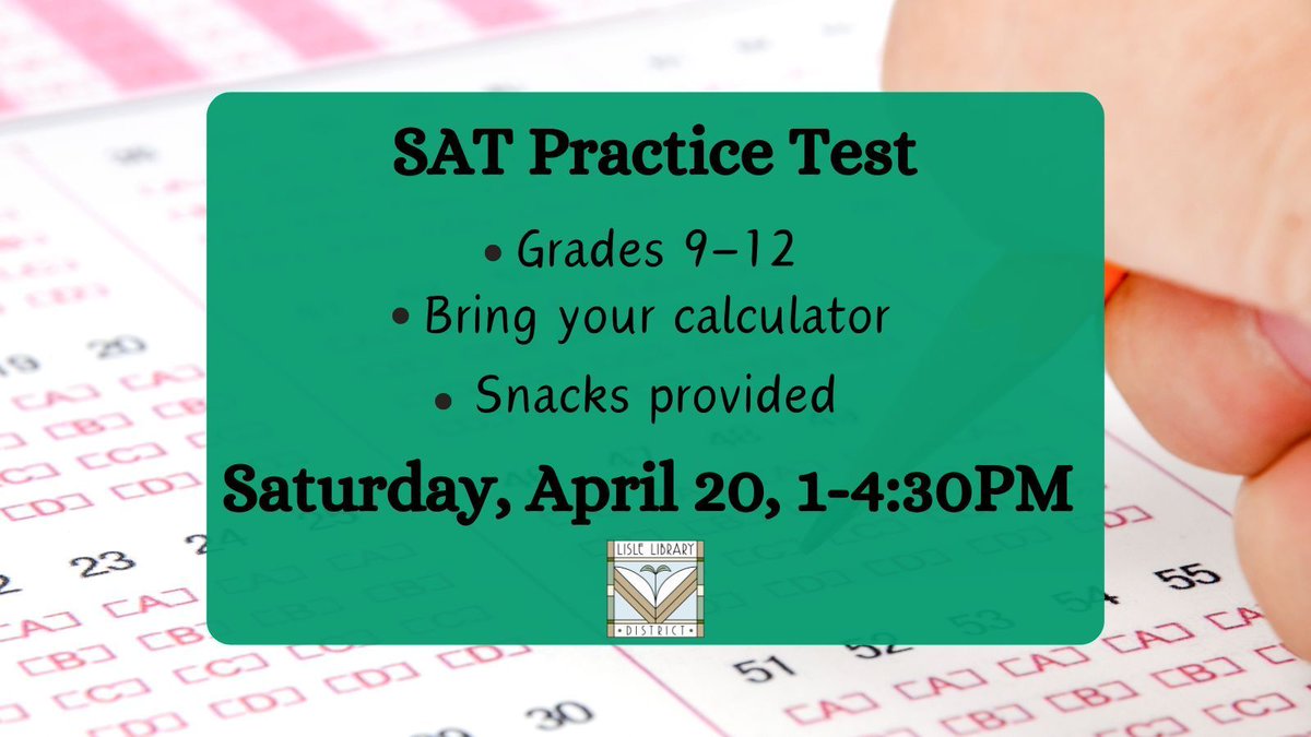 High schoolers, practice the #SAT at the LLD! Register: buff.ly/4awP70K. #PracticeTest #Test #TestPrep #College #University #SATprep #Admissions #CollegeAdmissions
