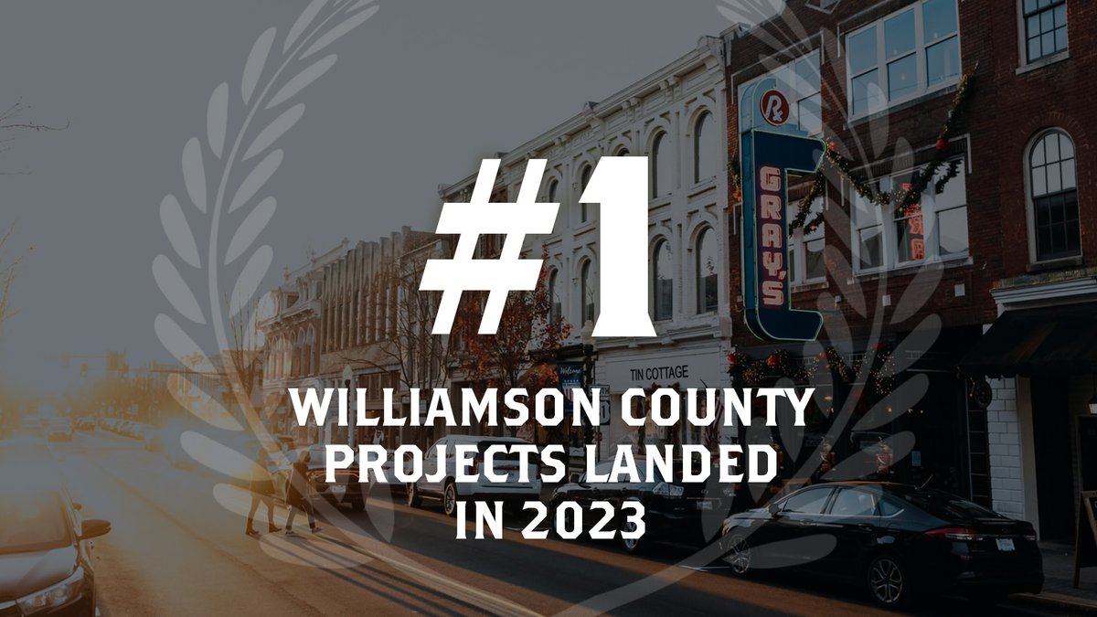 Congratulations to Williamson County for landing the most projects in Tennessee in 2023 with a total of nine. These projects included In-N-Out Burger, @OMNICOMMANDER1, @SummitBHC and more. 🎉 We look forward to celebrating more success and investment in Williamson County. 👏