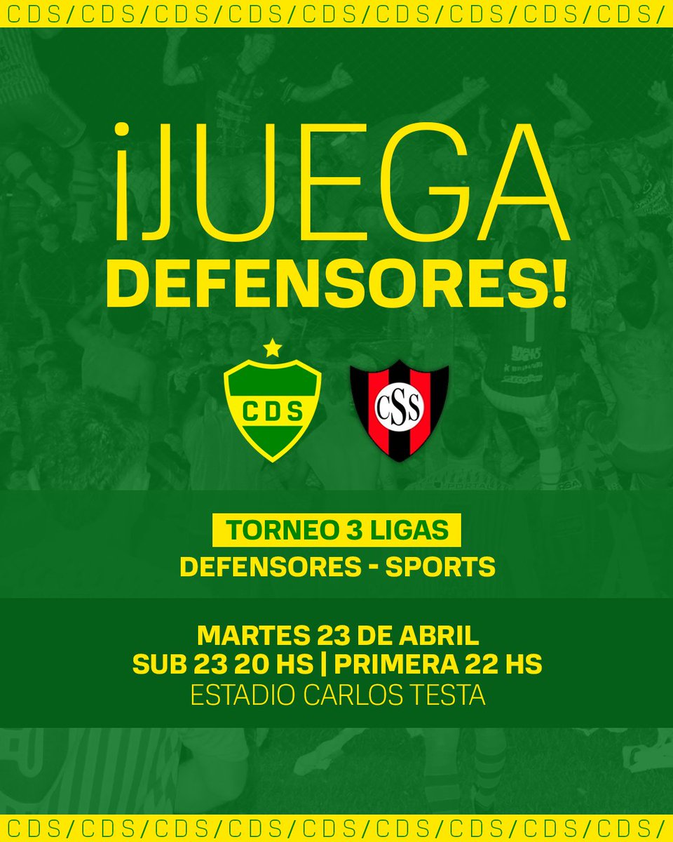 #Torneo3Ligas #Fecha1
SE TERMINA LA ESPERA ⚽

¡Se viene el debut! El martes recibiremos a Sports por la primer fecha del Torneo tras la suspensión del fin de semana pasado.

¡TODOS UNIDOS POR ESTA NUEVA ILUSIÓN!
¡VAMOS DEFENSORES!

💚💛💚

#DaleLoro🔰