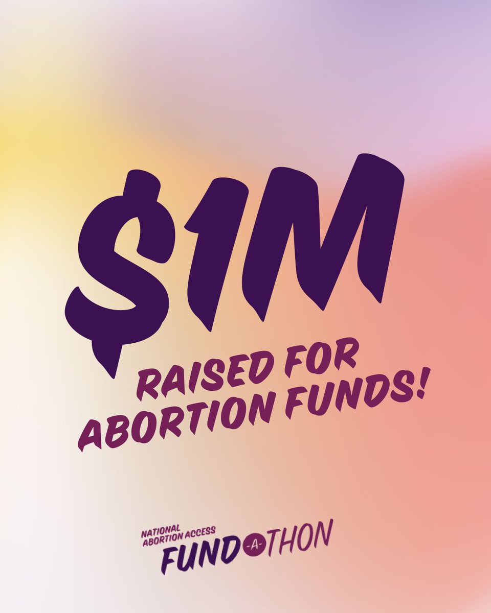 Y'ALL. We have raised over $1 MILLION DOLLARS for abortion funds. Please give it up for yourselves! 👏👏👏👏 Let's keep this energy going so we can reach our collective goal of $2 million. fundathon.nnaf.org #FundAbortionBuildPower #FThon24