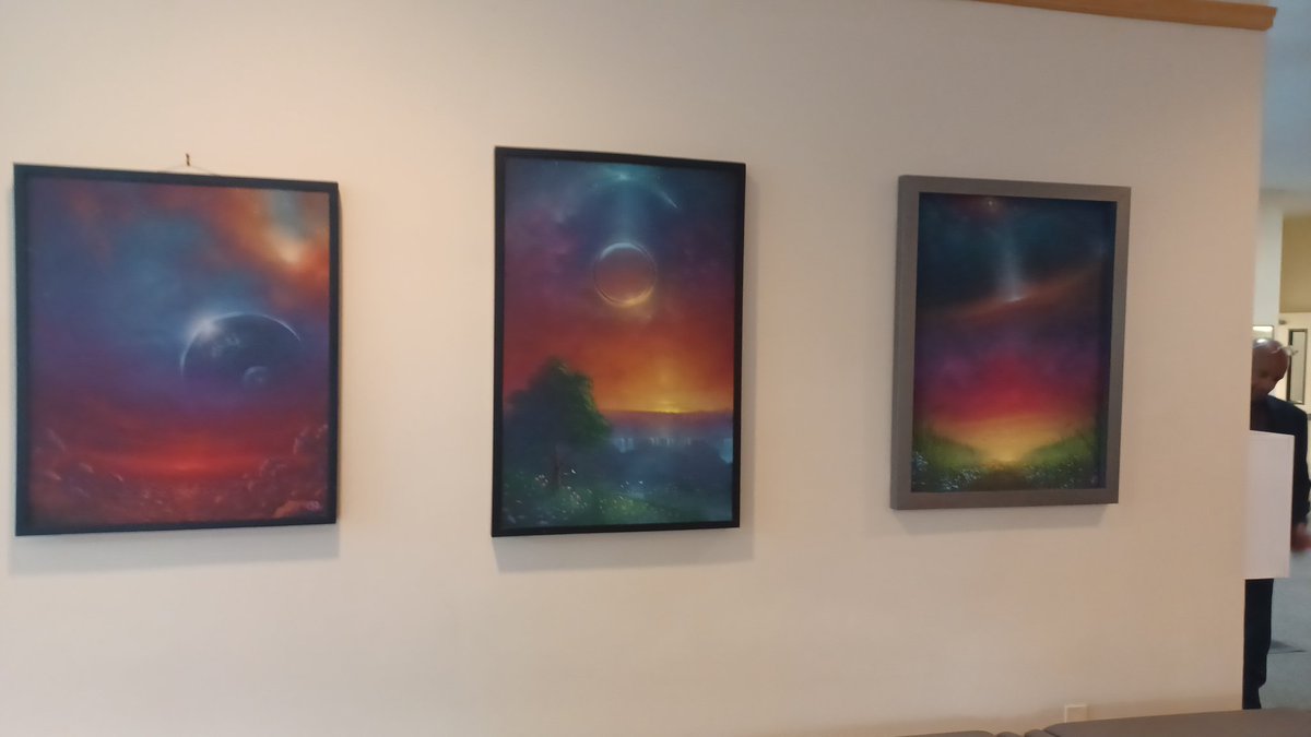 GM 🌅 
I was asked to hang some of my paintings at @MoravianAcademy and do an AMA with the students in May.

It makes me smile knowing these are here for so many to see and I will get the chance to explain the process.
#artftw #finespraypaintart #nftartist