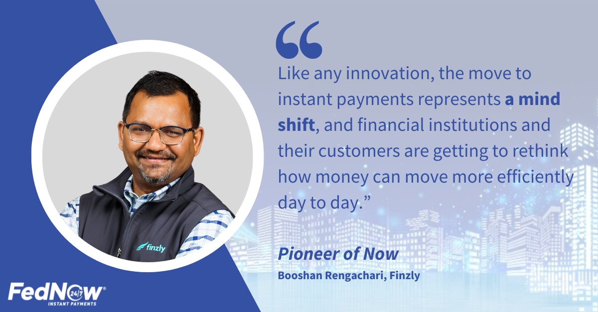 Help your organization stay competitive with #instantpayments. Booshan Rengachari of @Finzly discusses the urgency to innovate with the #FedNow® Service: fedlink.org/x13E50Rfr4v #payments #FederalReserve #banking