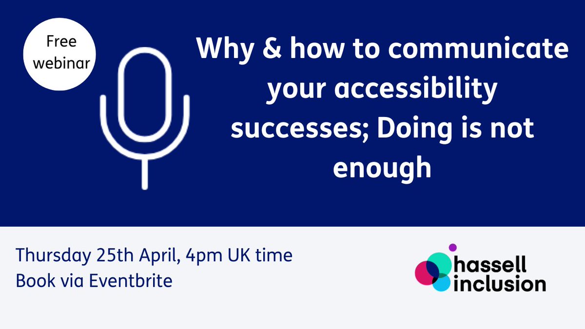 HassellInc: We think it's really important to shout about #DigitalAccessibility successes as it can drive buy-in from internal stakeholders and external potential clients.

Join our free webinar, we'll be talking about how to do it best.  …