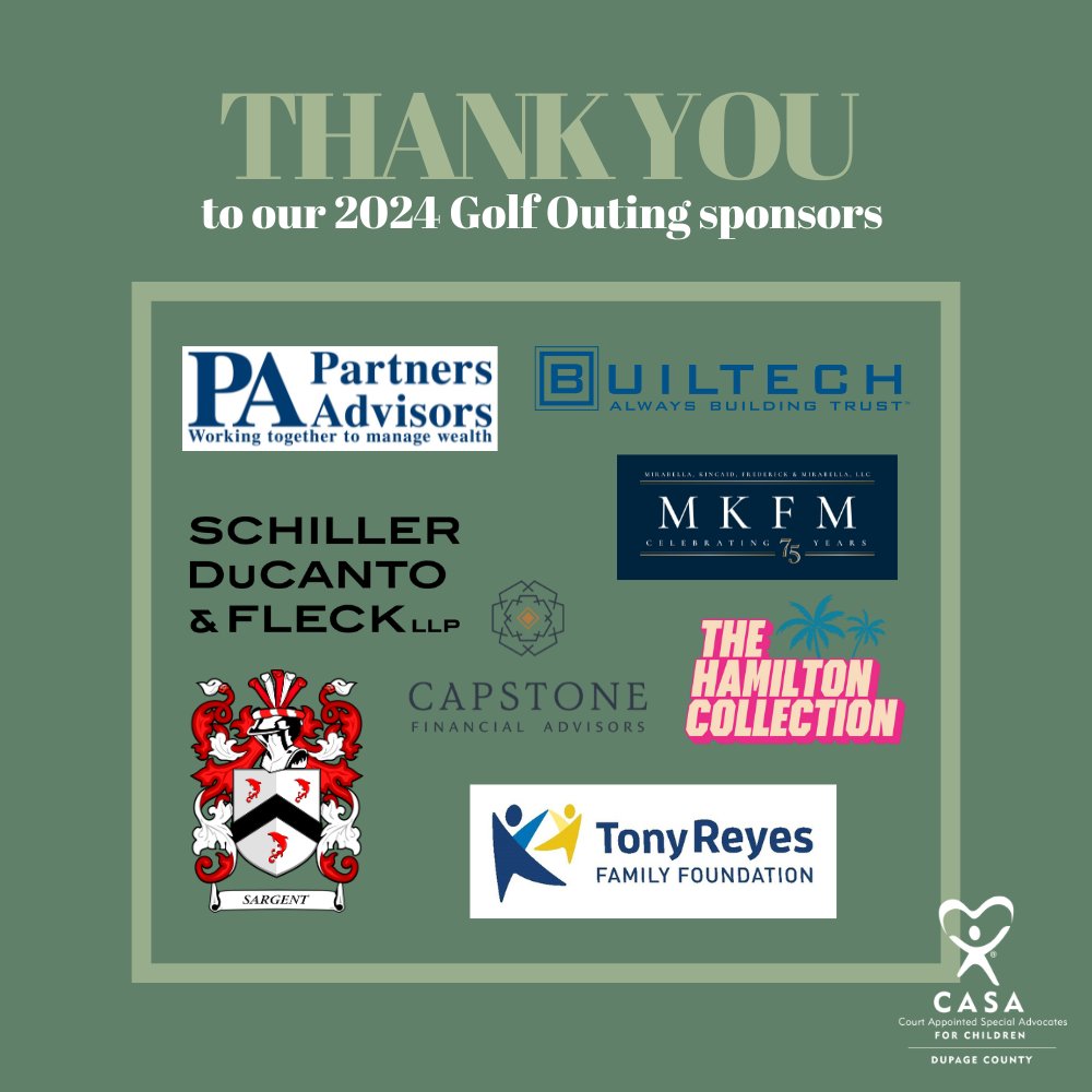 CASAofDuPage's tweet photo. We would like to give a big thank you to our 2024 golf outing sponsors. Without them, this event would not be possible.

Don’t have your ticket yet? There’s still time to get yours at this link: https://t.co/nUOem4GlS7 https://t.co/pMgS768xCi