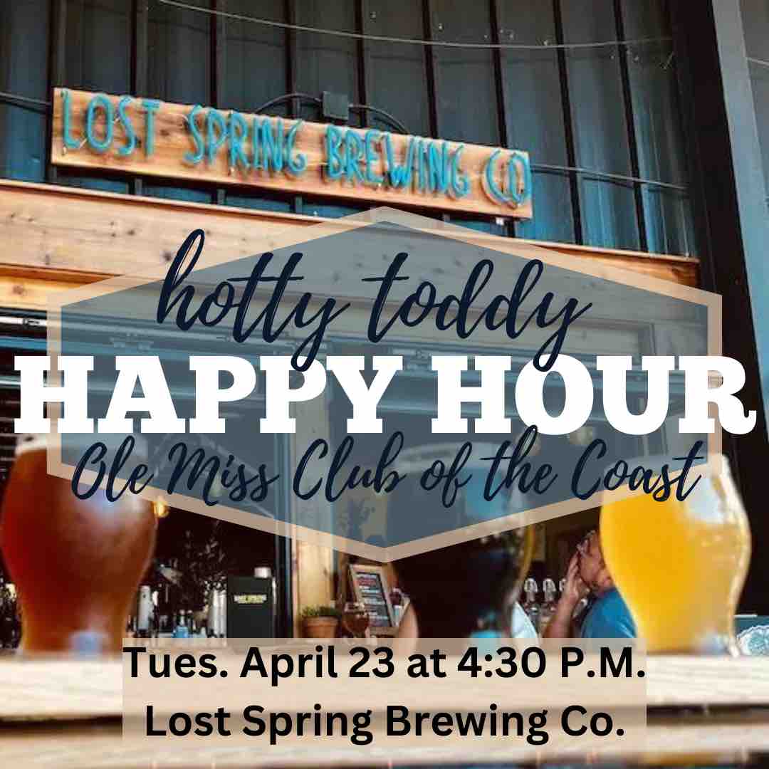 🔴🔵 𝗖𝗢𝗔𝗦𝗧 𝗥𝗘𝗕𝗦: Join the Ole Miss Club of the Coast for happy hour! 📆 Tuesday, April 23 ⌚️ 4:30 p.m. 📍 Lost Springs Brewing Co. ℹ️ bit.ly/CoastHappyHour