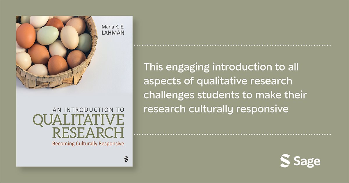 It's publication month for 'An Introduction to Qualitative Research: Becoming Culturally Responsive' by Maria K. E. Lahman! Learn more and get your copy here: ow.ly/Okvl50Rh0Hv @‌lahman_maria