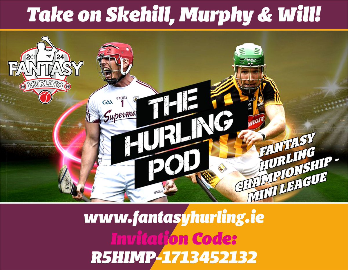 If you’re playing @FantasyHurling this year, you can prove you’re smarter than The Hurling Pod lads by joining their mini-league at championship.fantasyhurling.ie Loser of Skehill and Murph will get a forfeit tattoo 😬 Code and details here 👇🏻👇🏻👇🏻