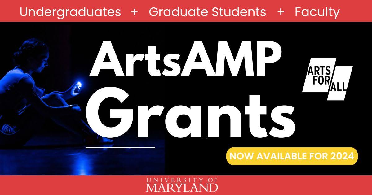 Last chance to apply! ⏳ Spring 2024 ArtsAMP Grant applications are due TOMORROW at 5PM. Open to #UMD students & faculty for arts-related projects, research & activities. Matching funds for arts + quantum projects. Apply now! arts.umd.edu/funding #ArtsforAll #umdresearch