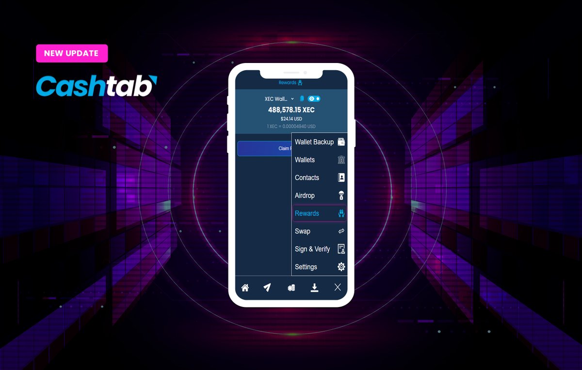 📣 Exciting news! Introducing token rewards for Cashtab users! 🎁🤩

Claim 100 Cachet tokens⭐️ every 24 hours and use them to unlock exclusive features on Cashtab (coming soon)! 🚀

Don't miss out, claim yours now ➡️ Cashtab.com
