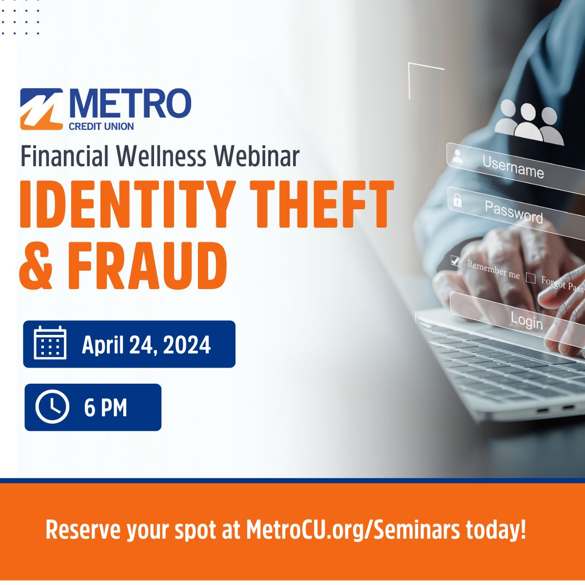 It’s not too late to register! Join us for a #freewebinar to learn about tools and tips to protect yourself from #IDtheft and steps to take if it happens to you. Sign up to save your spot: ow.ly/Y3VA50Rivvq #fraudprevention #fraud #financialwellness