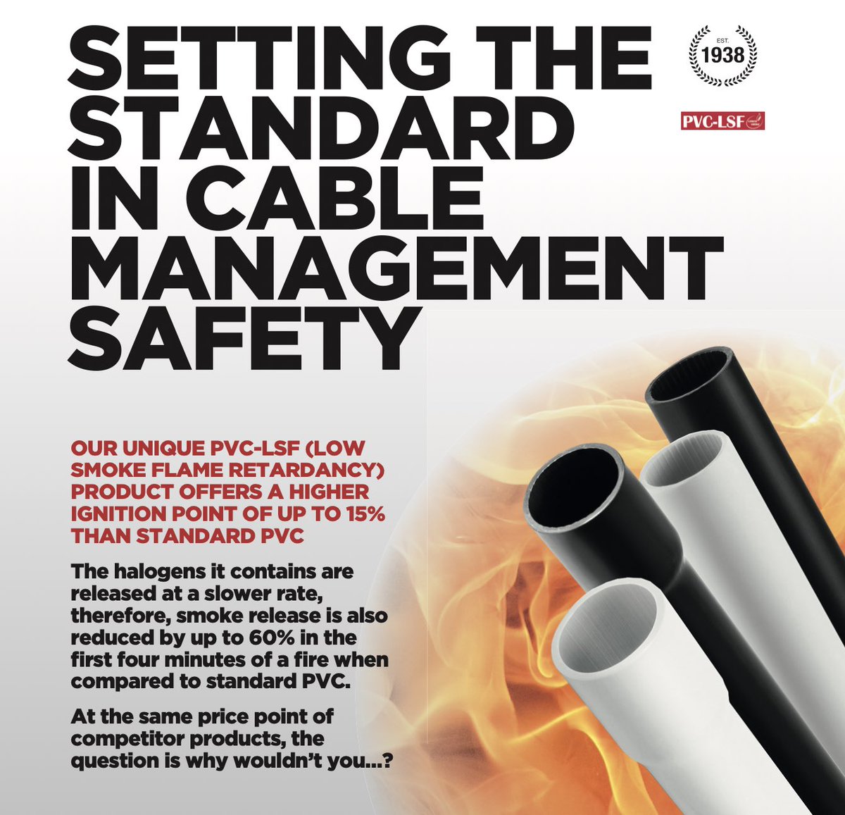UnivoltUK's tweet image. Our #conduit #minitrunking and accessories, as well as service mounted #backboxes, all come in#LSF as standard!
 
The question is, why wouldn’t you?
💡
 
Contact us and find out more...
📩 sales@univolt.co.uk
☎ 01707 379 820
 
#safetyfirst
#cablemanagement
#cablecontainment
⚡