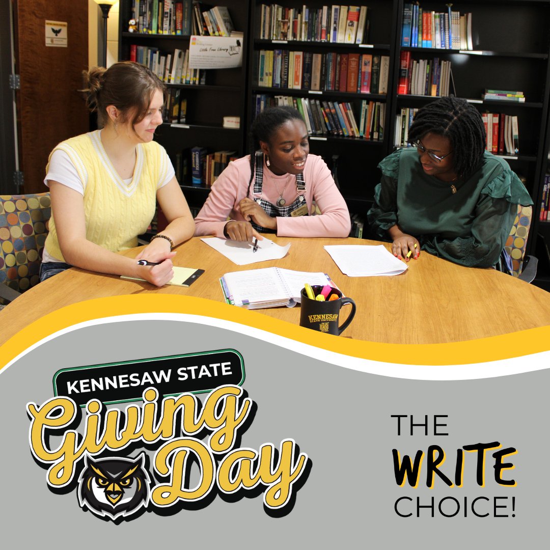 Donate to support the KSU Writing Center in helping students become confident, successful communicators throughout their academic, personal, and professional lives: givingday.kennesaw.edu/amb/WritingCen…