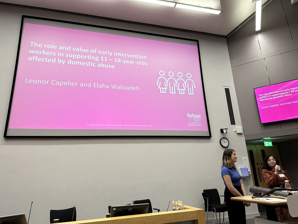 We're now hearing from @RefugeCharity about the value of early intervention workers in supporting 11-18 years affected by domestic abuse. #VISIONADA2024