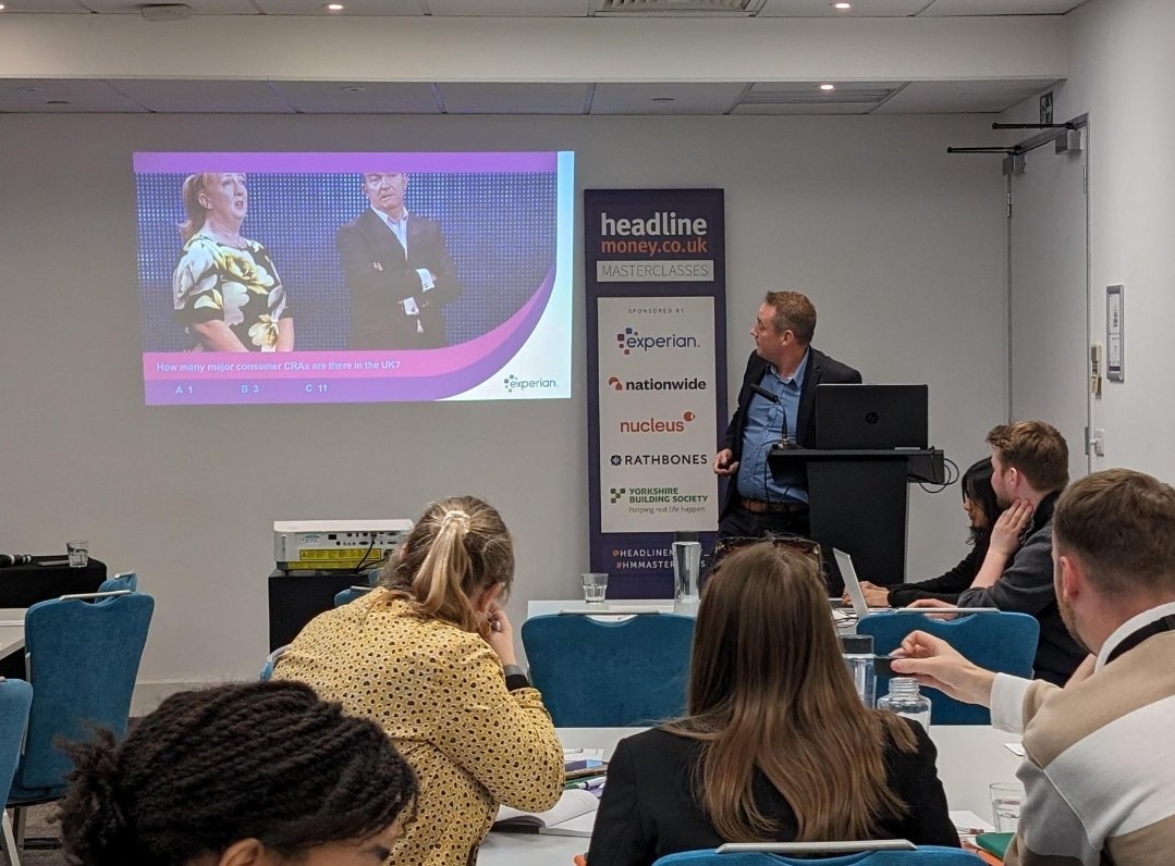 AskJames's tweet photo. Enjoyed speaking at today's #HMMasterclass for money journalists, busting common credit myths and lifting the lid on the world of credit scoring. Thanks to @Quinn4Cash & @Headlinemoney_ team for organising what is always a super event 👍 https://t.co/mpfQeATfR6