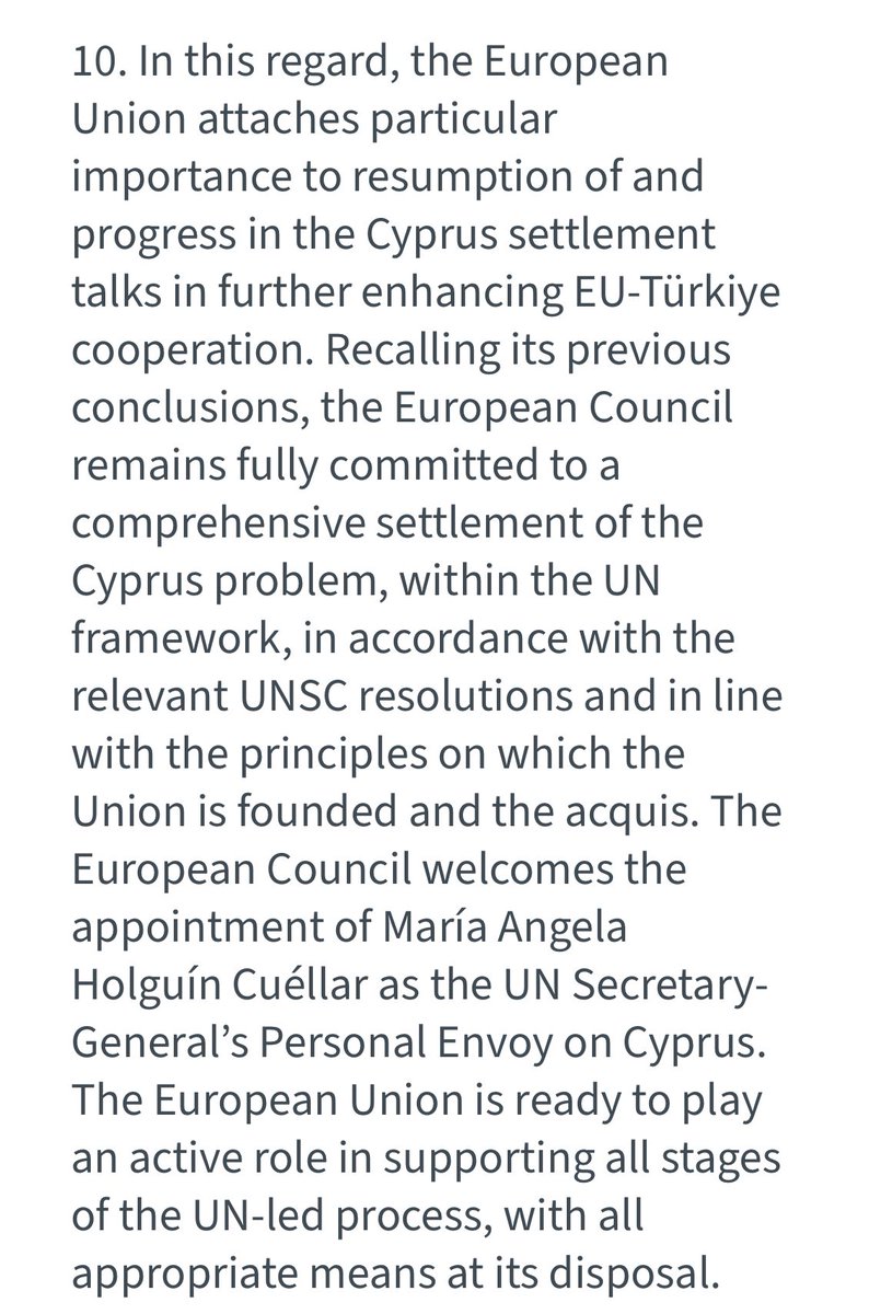 Turkey, as a candidate country, must respect for the sovereignty, independence & territorial integrity of the Republic of Cyprus, the speedy withdrawal of foreign troops, and the taking of immediate measures for the return of all refugees to their homes.
#EUCO