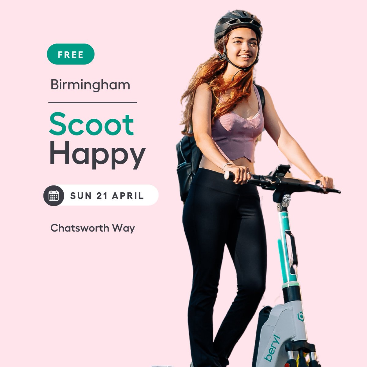 Want to learn how to ride an e-scooter? 🛴🌞🌿 Scoot Happy is taking place this Sun in Birmingham and you're invited! Led by qualified instructors plus all attendees get 200 minutes just for taking part. Sign up for free here: eventbrite.co.uk/o/beryl-335735…