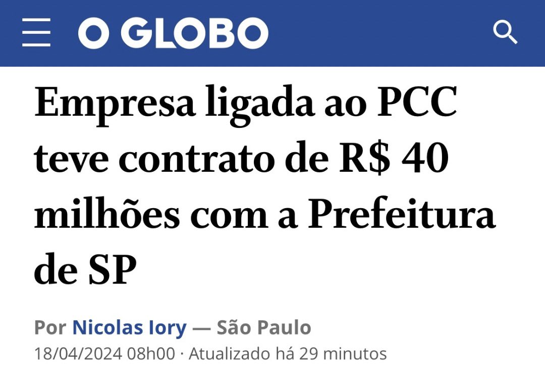 A esquerda tem ligações com o PCC. A Prefeitura de São Paulo: