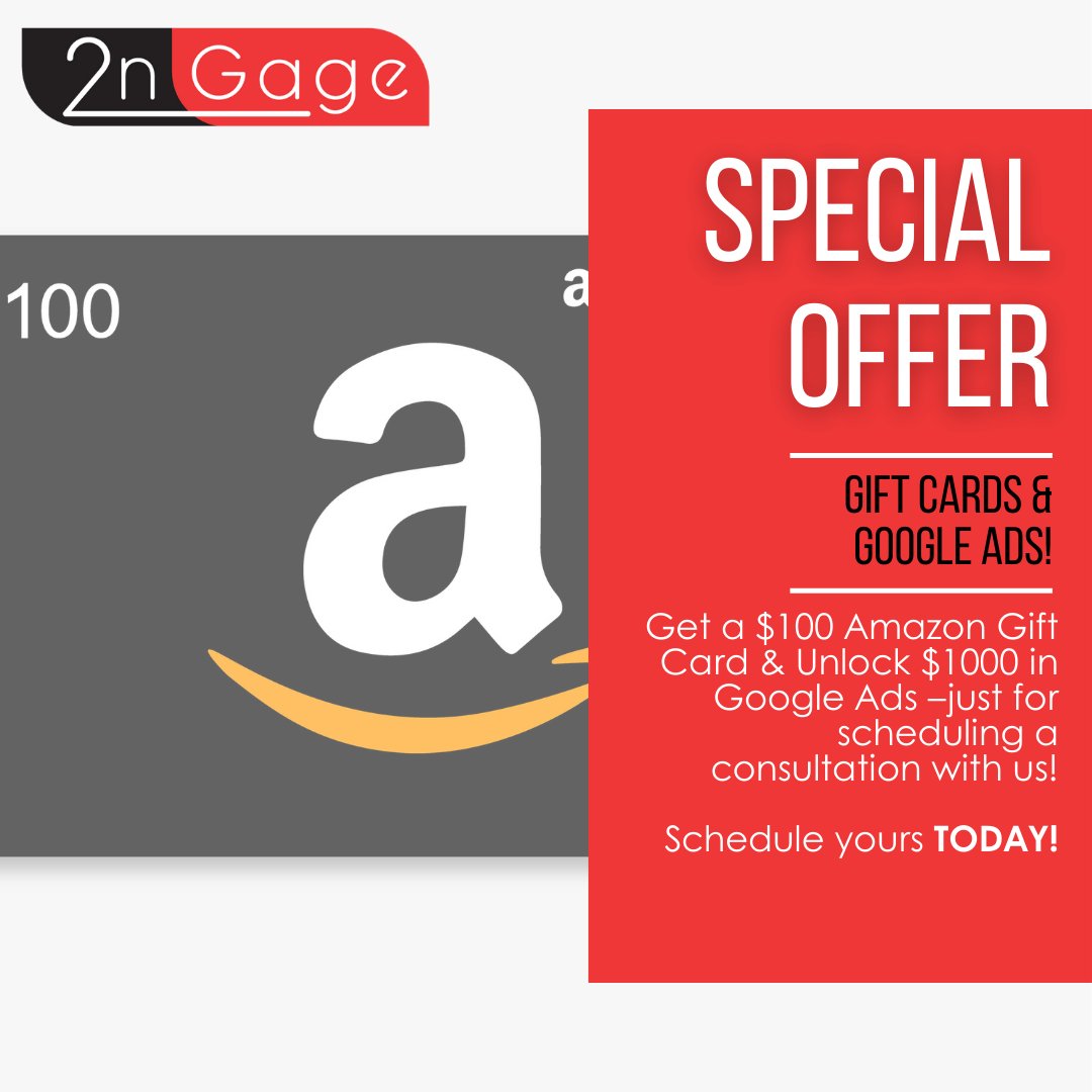 Introducing one special offer you won't be able to pass up: receive a $100 Amazon Gift Card just for scheduling a consultation call with us! No strings attached, we promise! #digitalmarketing #giftcardgiveaway
