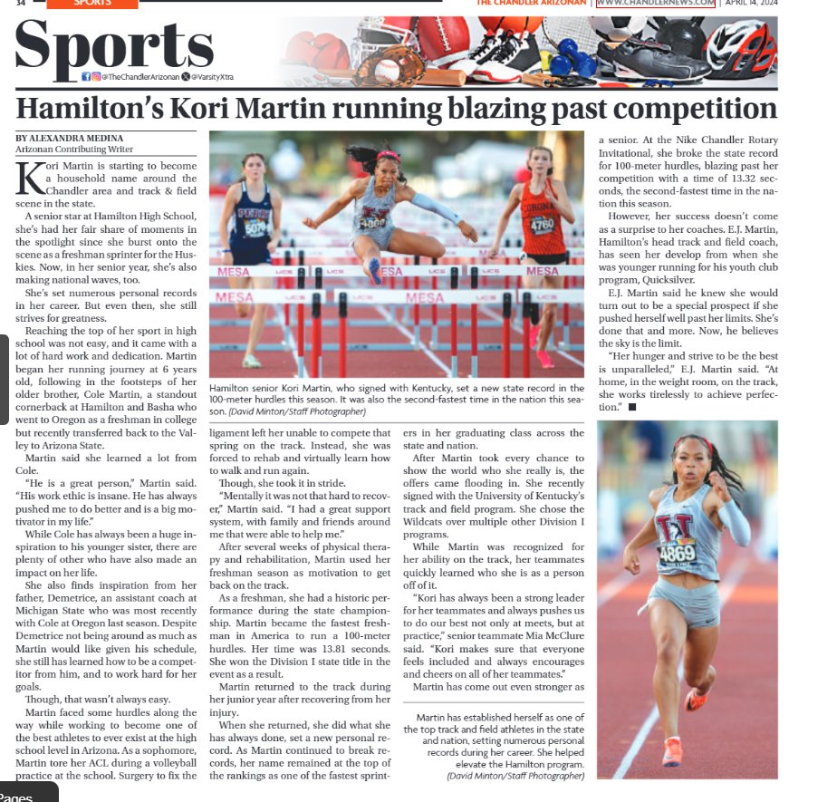 Track star Kori Martin from @Hamilton_High is just the latest example of why @CUSDAthletics is second to none. Read more: bit.ly/3Un4q6D #WeAreChandlerUnified