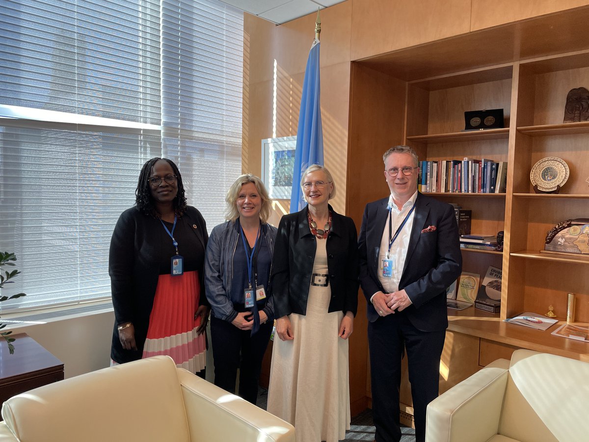 Pleased to meet w/ Members of the German Bundestag🇩🇪 Mr. @andreaslarem and Ms. Rebecca Schamber, to discuss Germany's important role in support of peacebuilding. Looking forward to collaborating as we gear up for the Summit of the Future and the Peacebuilding Architecture Review!