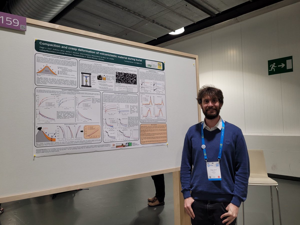 We also had posters at #EGU2024 this week from Marize Muniz da Silva, Carolina Figuerido and Edgar Zorn (the latter 2 are still there right now!) from rhyolite stability to pyroclast comminution to edifice stability, this gives just a taster of our volcanology work @LMU_Muenchen