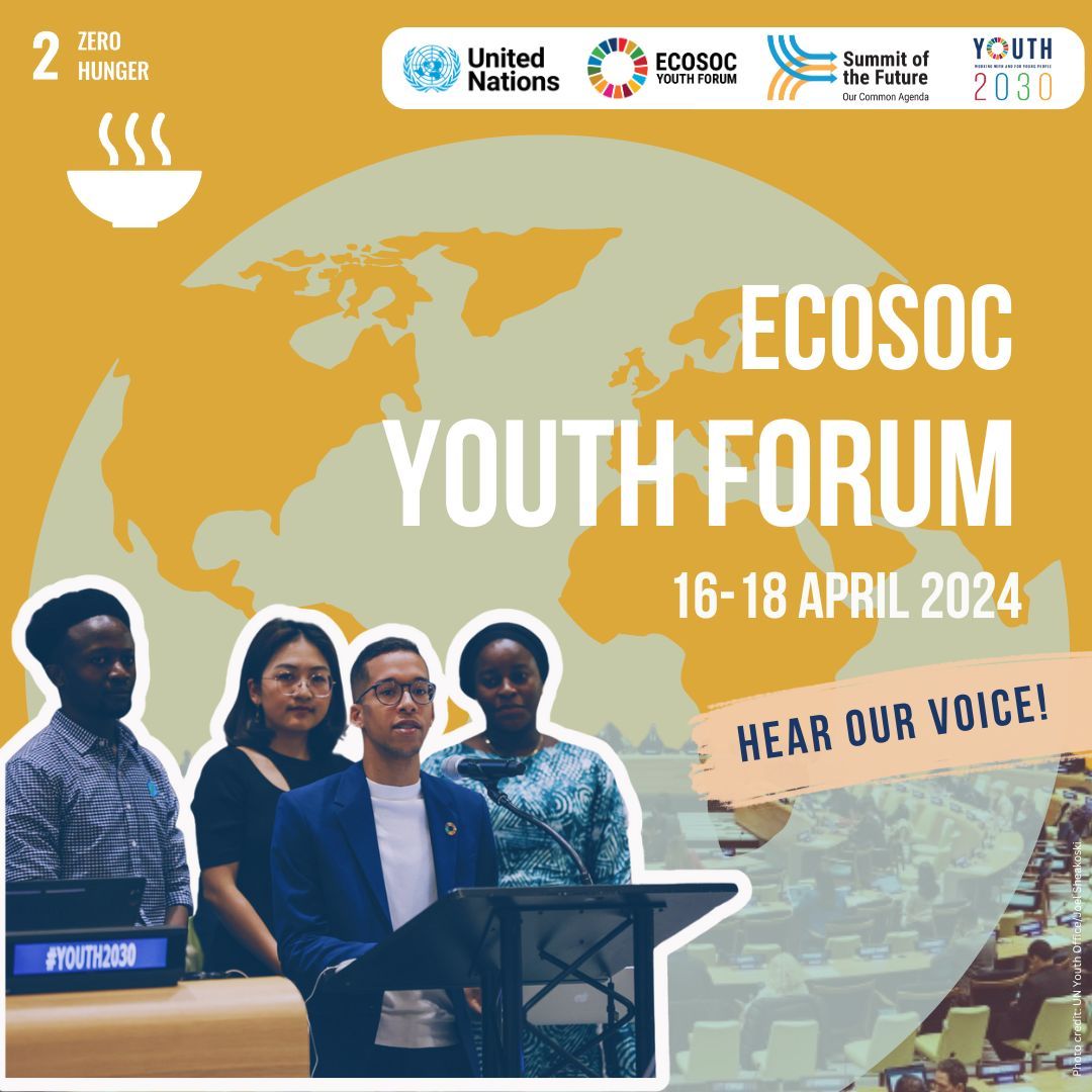 Ending hunger starts with our youngest generation. 👶🧒👧👦

More than 600 million people are expected to face hunger in 2030. When young people eat well, they reverse this trend.💪🥦🥙🍳🍇

➡️ Learn more about the @‌UNECOSOC #Youth2030 Forum: bit.ly/EYF2024