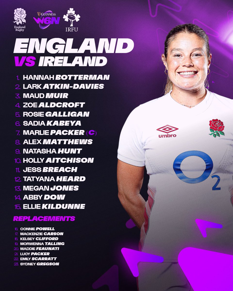 🏴󠁧󠁢󠁥󠁮󠁧󠁿 Here's how @RedRosesRugby line-up to take on Ireland at Twickenham this weekend 🤩

#GuinnessW6N #ENGIRE