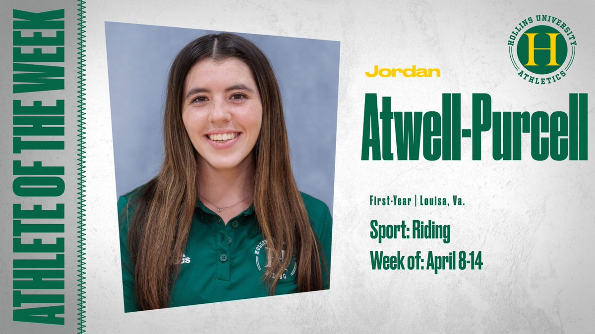 Congratulations to @hollinsuniversityriding Jordan Atwell-Purcell on being named the @hollinssports Student-Athlete of the Week. #MyHollins