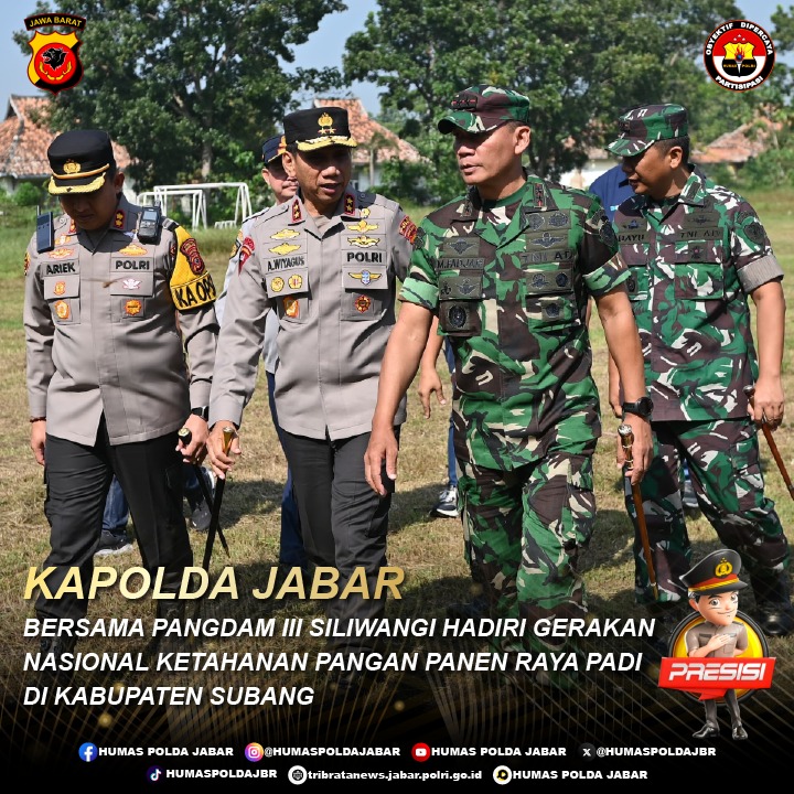 PolresTasikKota's tweet photo. KAPOLDA JABAR BERSAMA PANGDAM III SILIWANGI
HADIRI GERAKAN NASIONAL KETAHANAN PANGAN
PANEN RAYA PADI DI KABUPATEN SUBANG https://t.co/FHwM67ZsGo