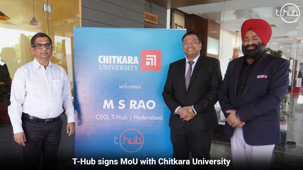 T-Hub signs an #MoU with Chitkara University, announcing a landmark #partnership that will forge new paths for tomorrow's innovators. The collaboration marks a significant milestone in our commitment to fostering an #innovation ecosystem and nurturing young talent.