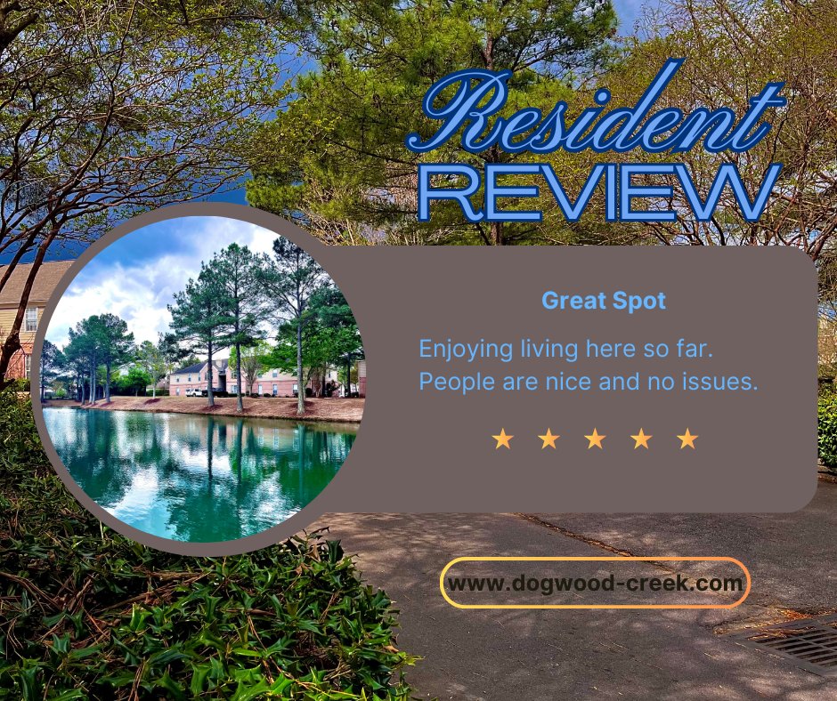 😊RESIDENT REVIEW😊
Thank you! We love having you!
#dogwoodcreekapartments #collierville #tennesse #memphis #memphisliving #901living #samliving #samfam #lovewhereyoulive #aptliving #apartmentliving