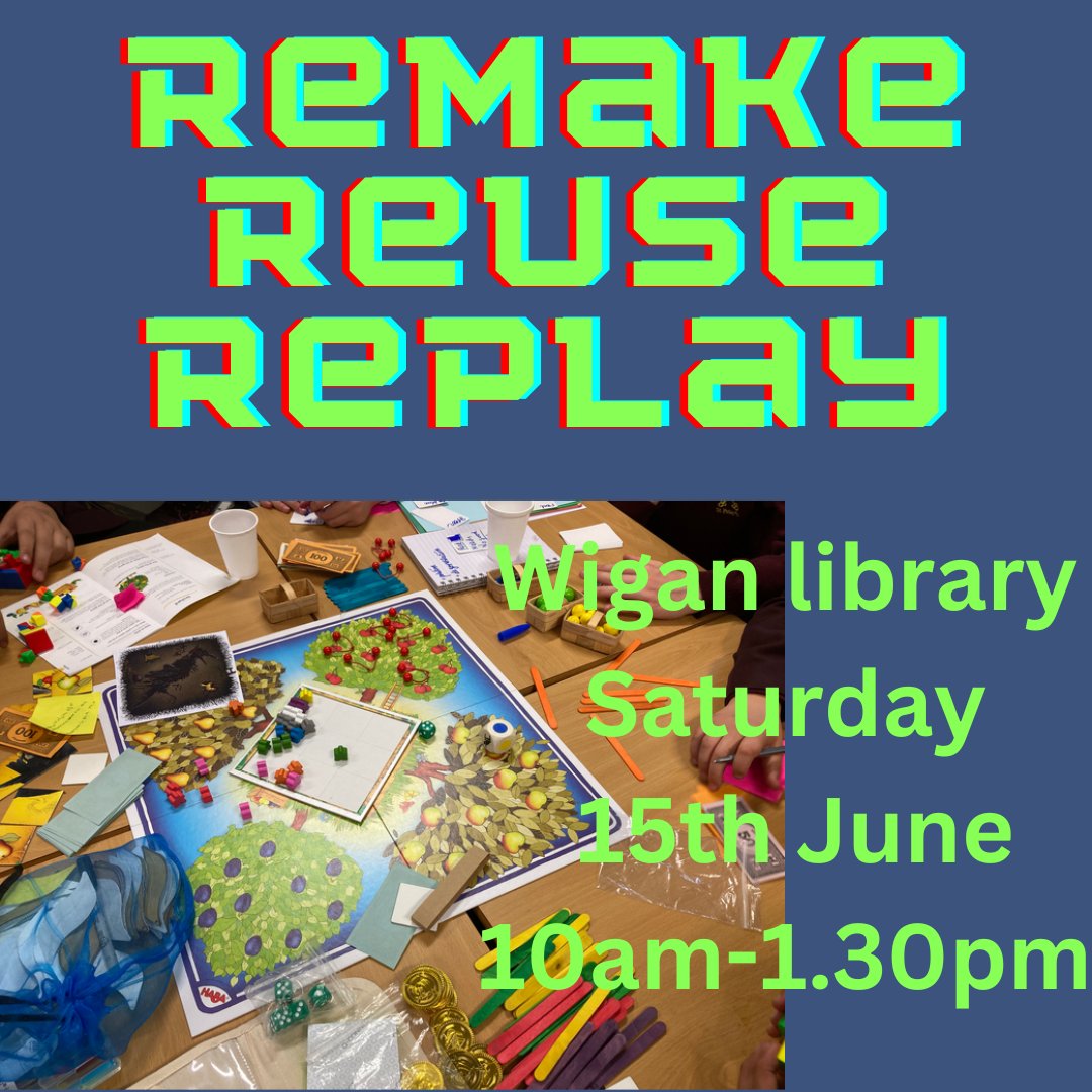 Whose turn is it? YOURS! Join designers from Manchester Game Centre to Remake, Reuse and Replay existing board games! 📍 @wiganlibrary 🗓 Saturday 15th June ⏰️ 10.30am-1.00pm Perfect for age 16+ Book your FREE ticket here eventbrite.co.uk/e/885494025467…