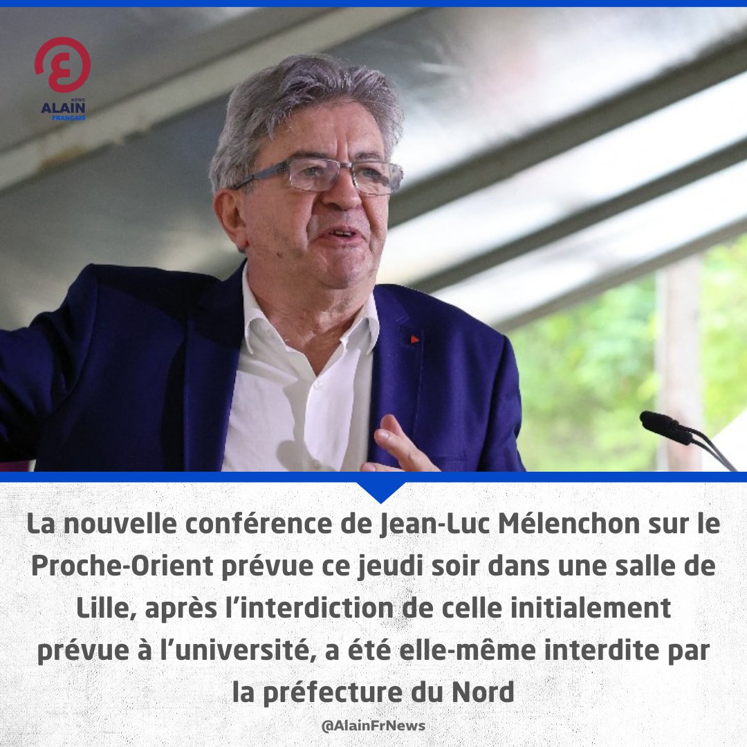 La nouvelle conférence de Jean-Luc Mélenchon sur le Proche-Orient prévue ce jeudi soir dans une salle de Lille, annonce La France insoumise

#France #TesYeuxSurLeMonde